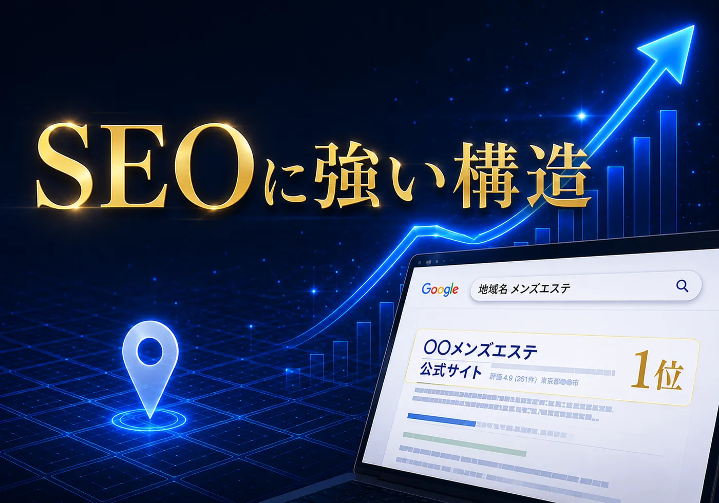 メンズエステ専門ホームページのSEO集客イメージ